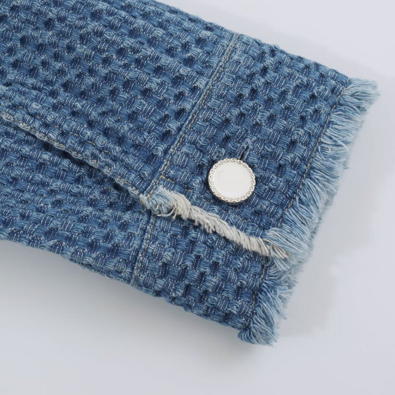Versatile Long-sleeve Lapel-collar Cotton Denim Jacket All Products