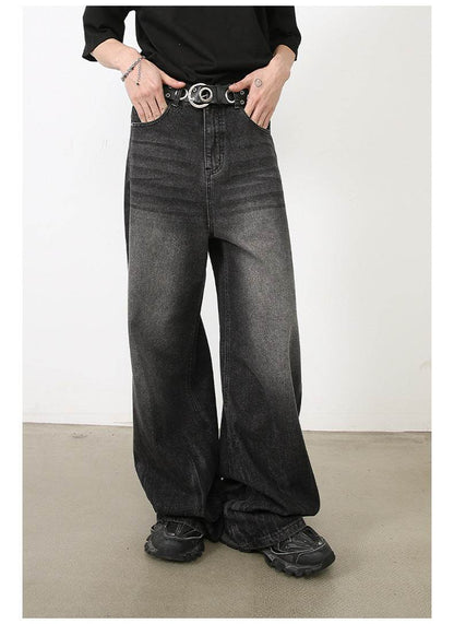 Men's Loose Straight-leg Denim Retro Tattered Jeans Wide Leg Pants MuddyStock