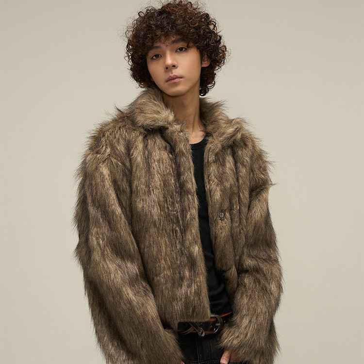 Winter Fur Jacket For Men Khaki MuddyStock