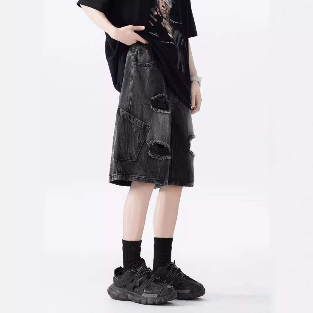 Ripped Denim Shorts For Men MuddyStock