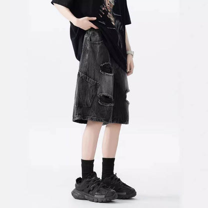 Ripped Denim Shorts For Men MuddyStock