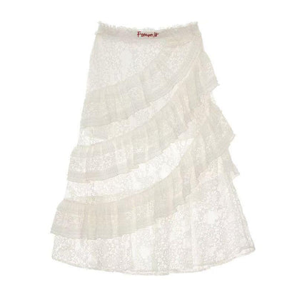 American-style Retro Lace Tiered Skirt All Products