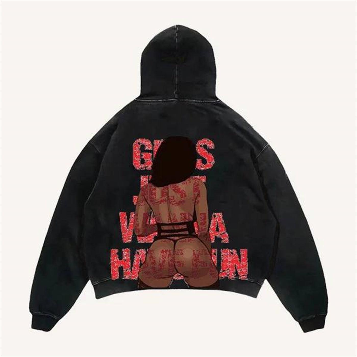 Casual Printed Polyester Hoodie For Men And Women Black