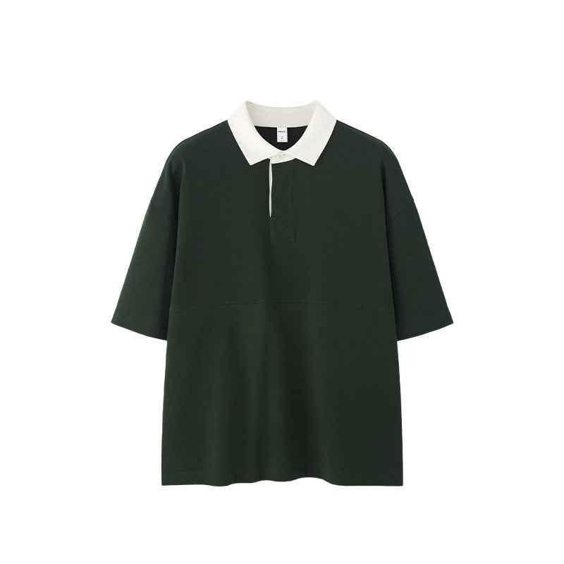 Lapel Men's Outdoor Contrast Color Polo T-shirt Dark Green null