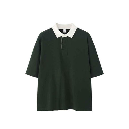 Lapel Men's Outdoor Contrast Color Polo T-shirt Dark Green null