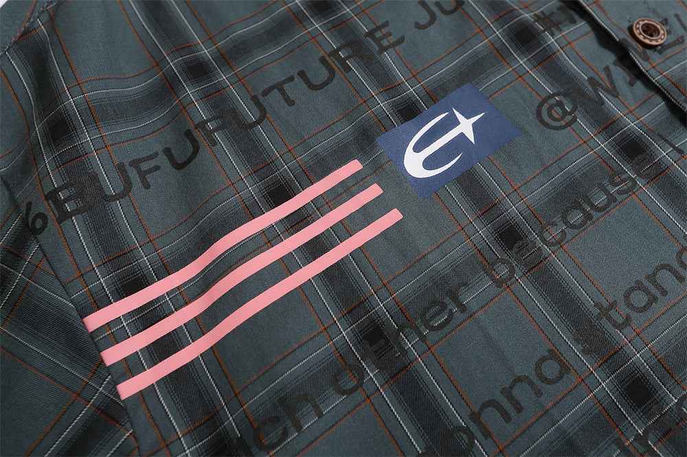 Loose Short Sleeve Plaid Shirt For Men null