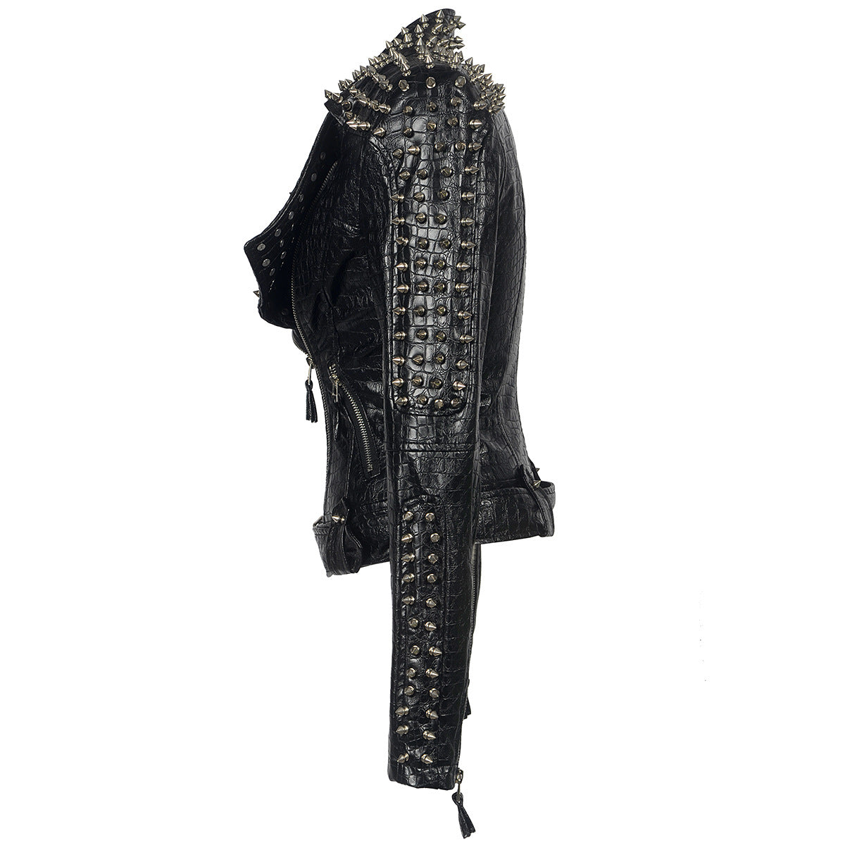 Short leather jacket for women