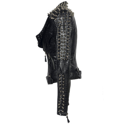 Short leather jacket for women
