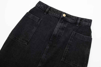 Women's High Waist Black Denim Skirt | MuddyStock Originals