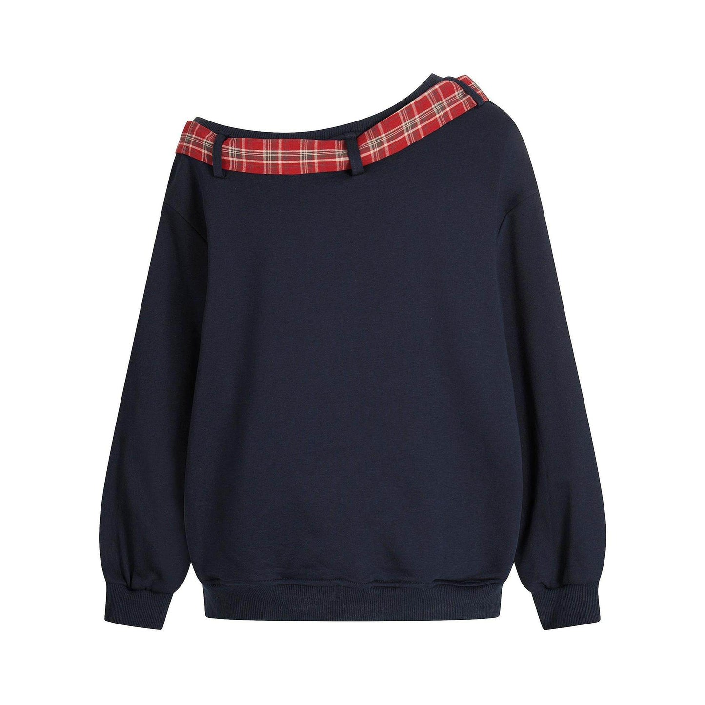 Slanted shoulder red checkered bow tied Sweatshirt For Women | MuddyStock Originals MuddyStock