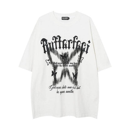 American High Street Butterfly Printed T-shirt For Men And Women MuddyStock