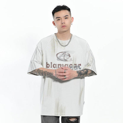 Fashion Letter Loose Short Sleeve T-shirt For Men MuddyStock