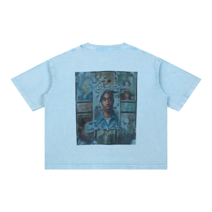 Mineral Wash Boxy Cotton T-Shirt For Men | MuddyStock Originals Sky Blue