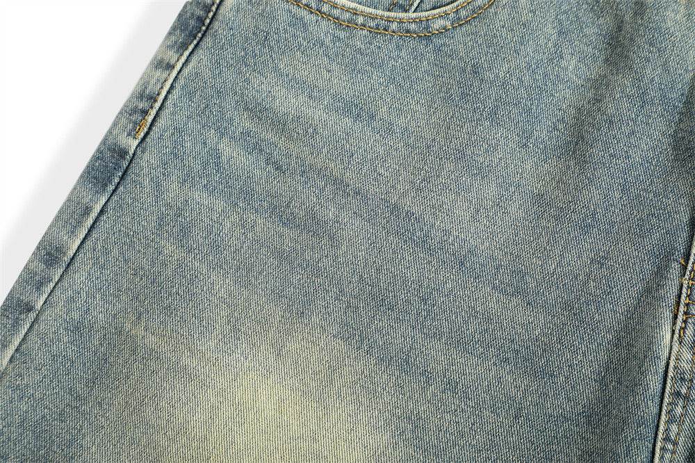 Washed Wear-white Straight Jeans For Men And Women MuddyStock