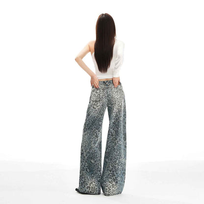 Women's Leopard Print Design Wide Leg Jeans | MuddyStock Originals MuddyStock