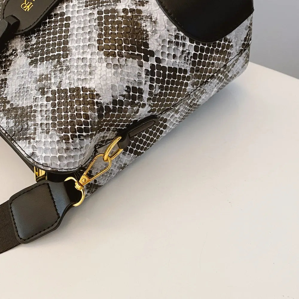PU Leather Snakeskin Print Crossbody Bag For Women