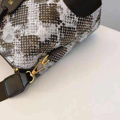 PU Leather Snakeskin Print Crossbody Bag For Women