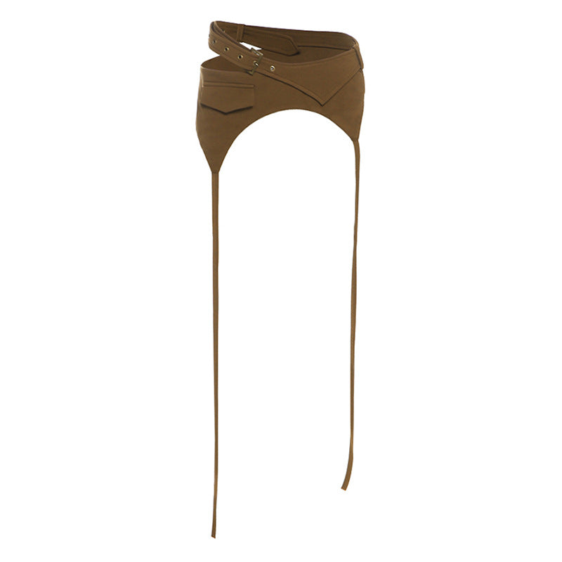 Irregular and versatile slim fit waist decoration for women Brown