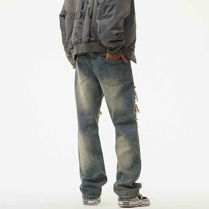 Washed Loose Casual Straight Jeans For Men MuddyStock