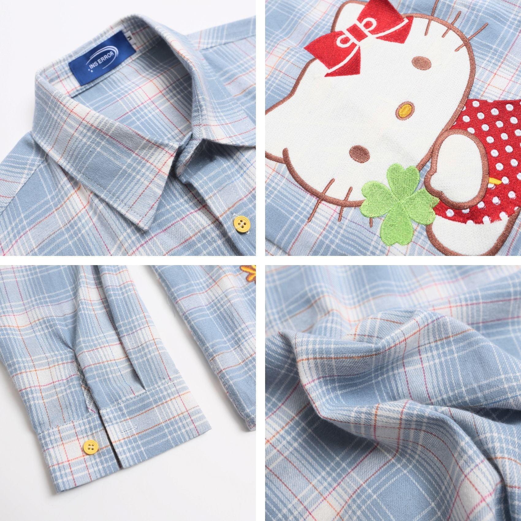 Checkered Turn-Down Collar Long Sleeve Shirt For Women | MuddyStock Originals
