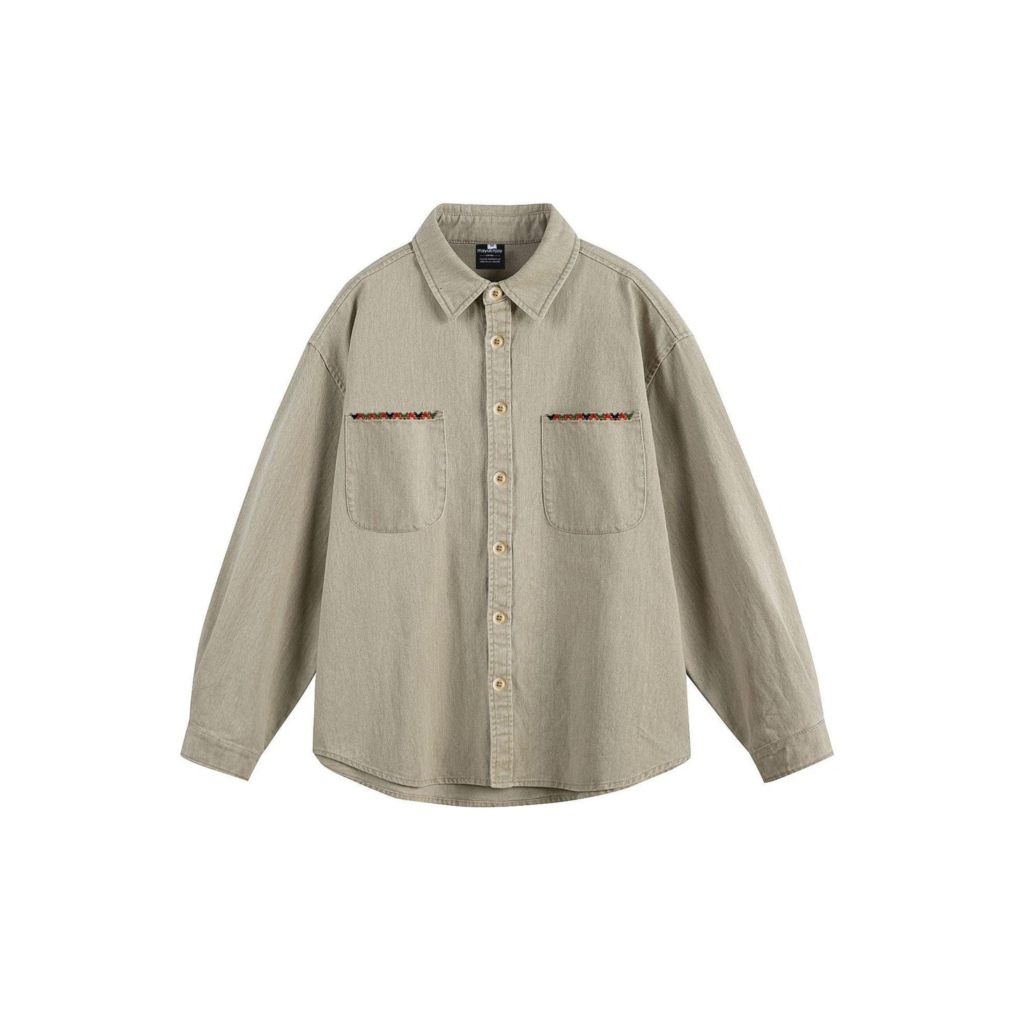 Loose Casual Versatile Denim Shirt For Men | MuddyStock Originals Khaki