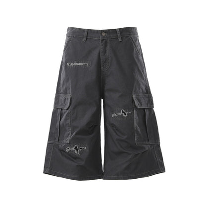 Punch patch workwear shorts Dark Gray