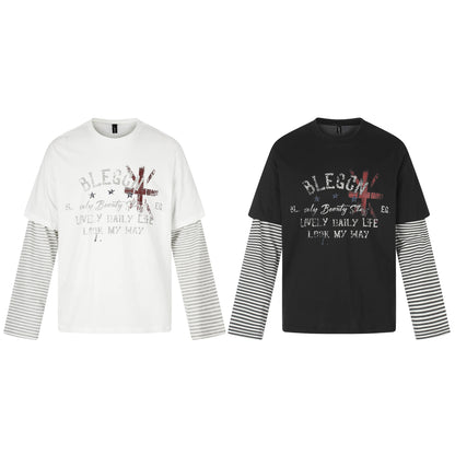 Printed Faux Layered Long Sleeve Tee For Men | MuddyStock Originals