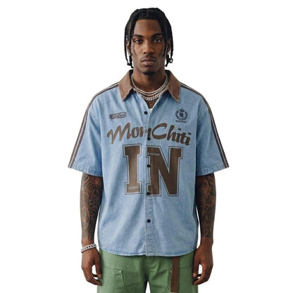 Splicing loose men's short sleeve shirt | MuddyStock Originals