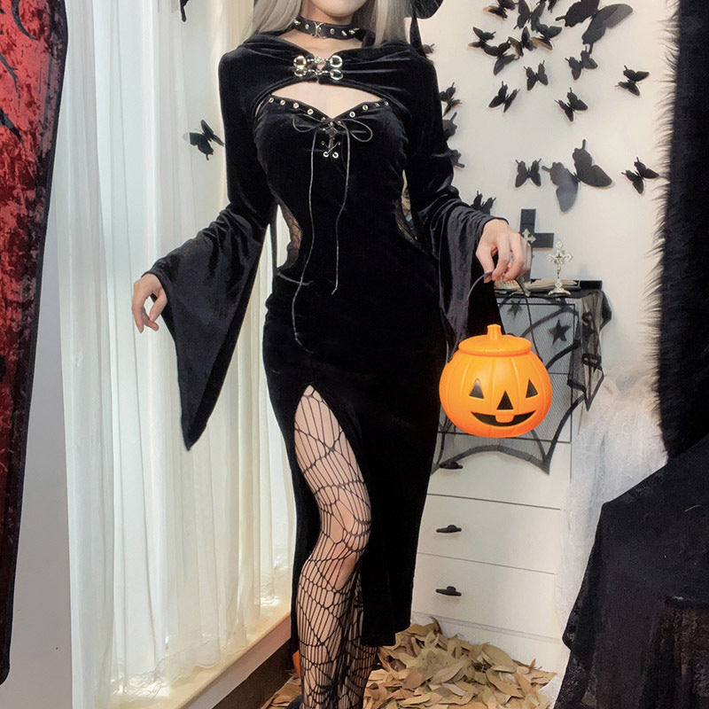 Halloween Women's Dress With Bell Sleeves