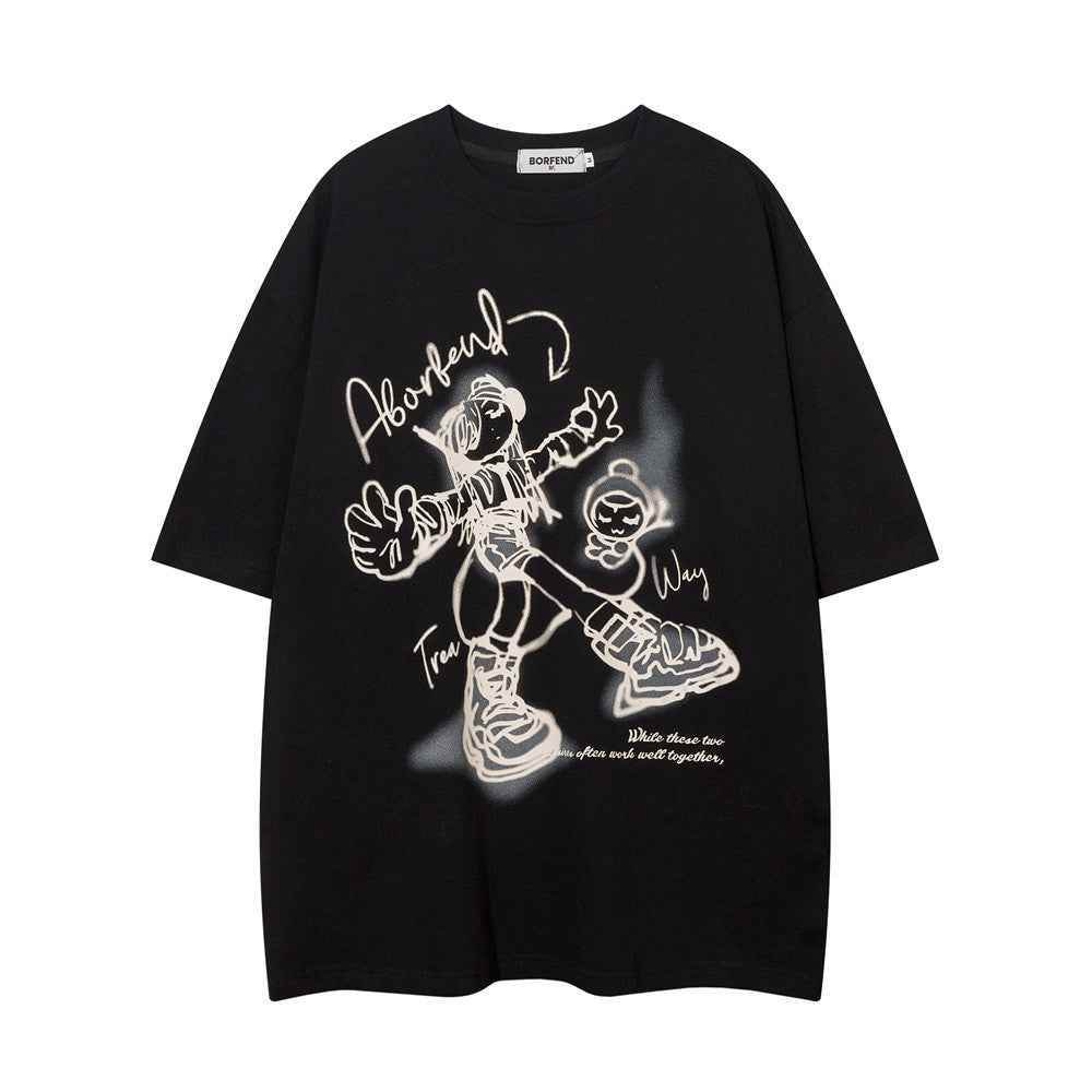 Cartoon Cotton T-shirt For Men And Women MuddyStock