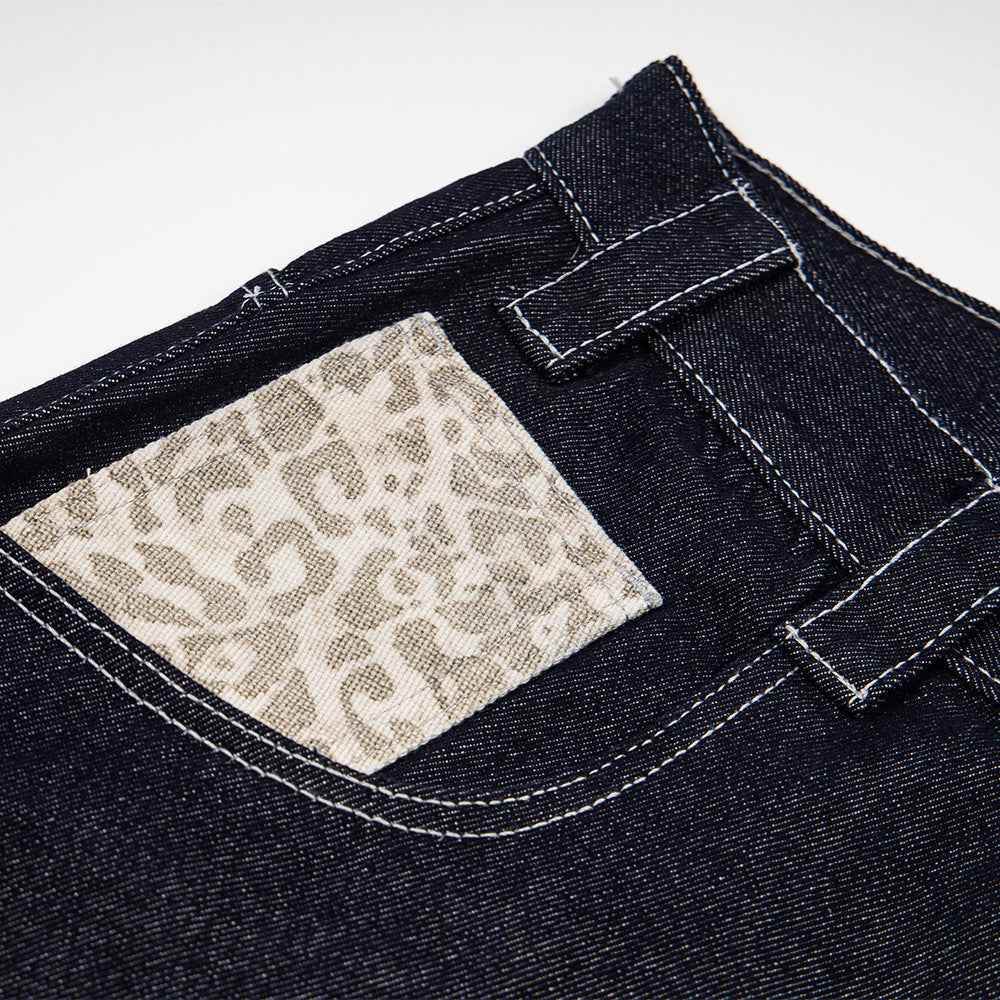 Leopard pocket contrasting denim workwear pants for women | MuddyStock Originals