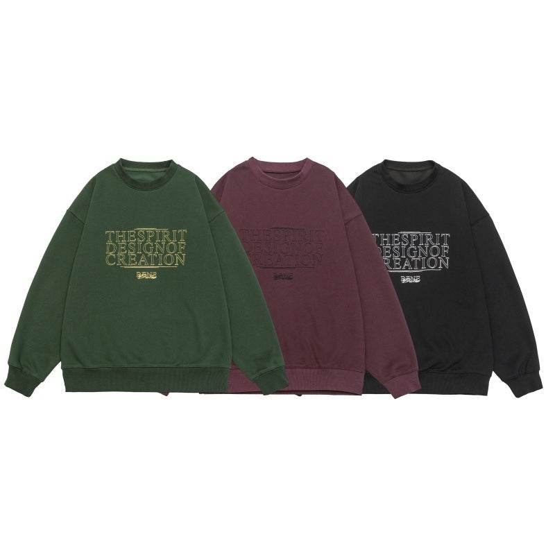 Letter Embroidery Round Neck Loose Retro Sweatshirt For Men And Women | MuddyStock Originals MuddyStock