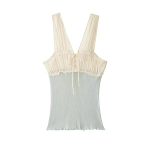 Sleeveless Spliced Camisole Top For Women Color Matching