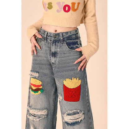 Ripped Loose Straight Wide Leg Oversized Jeans For Women MuddyStock