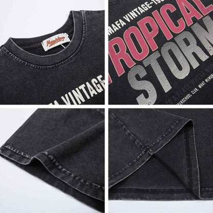 Retro Washed Letter Print Short Sleeve T-Shirt For Men | MuddyStock Originals MuddyStock