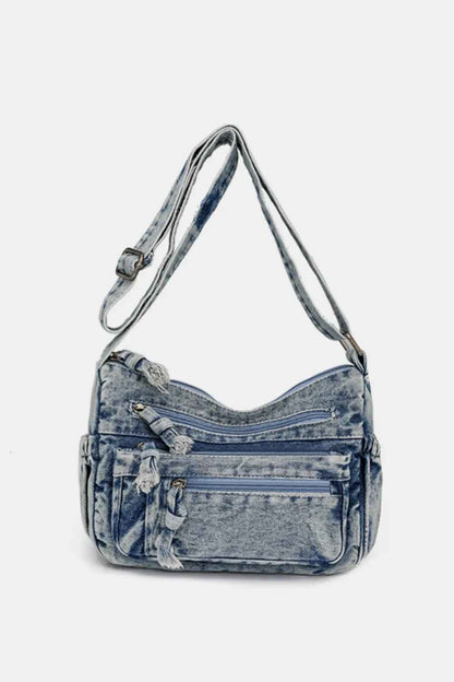 Adjustable Strap Denim Crossbody Bag For Women