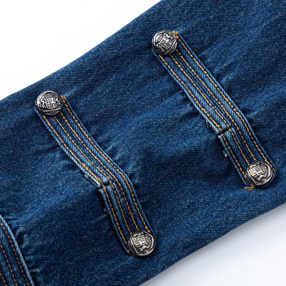 Men's Casual Denim Jacket with Button Closure and Stand Collar | MuddyStock Originals