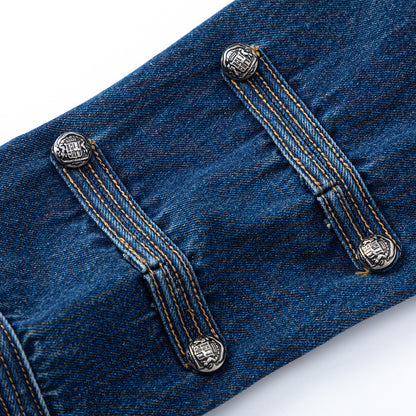 Men's Casual Denim Jacket with Button Closure and Stand Collar | MuddyStock Originals