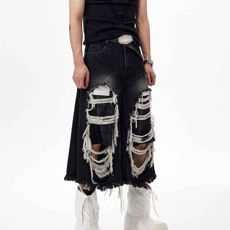 Cropped Make Old Ripped Patch Cropped Pants