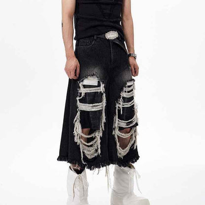Cropped Make Old Ripped Patch Cropped Pants