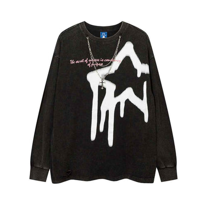 Five-pointed Star Design Loose T-shirt For Women Black MuddyStock