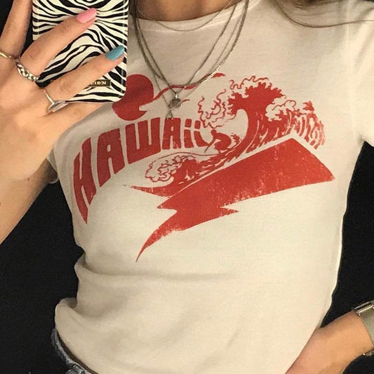 Women's Short Midriff-baring Short-sleeved T-shirt MuddyStock