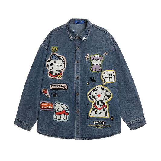 Washed Dog Applique Long Sleeve Shirt For Women | MuddyStock Originals eprolo