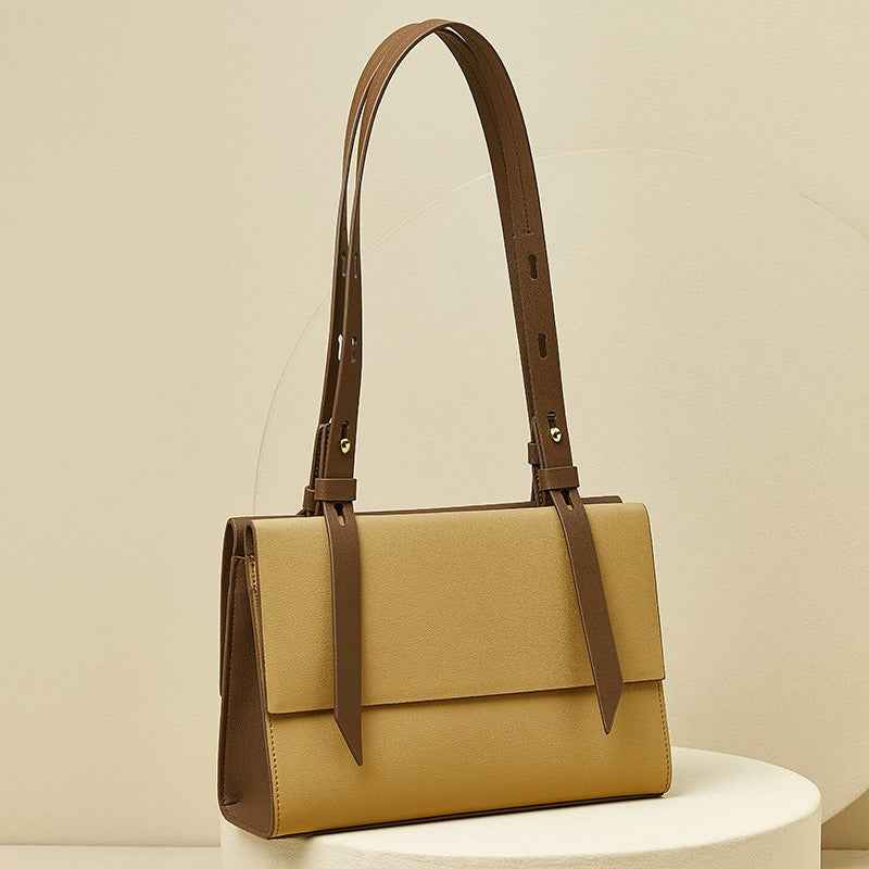 Versatile Niche Women's Tote Bag Khaki with Brown eprolo