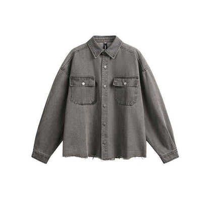 Loose washed denim long sleeved shirt for men | MuddyStock Originals