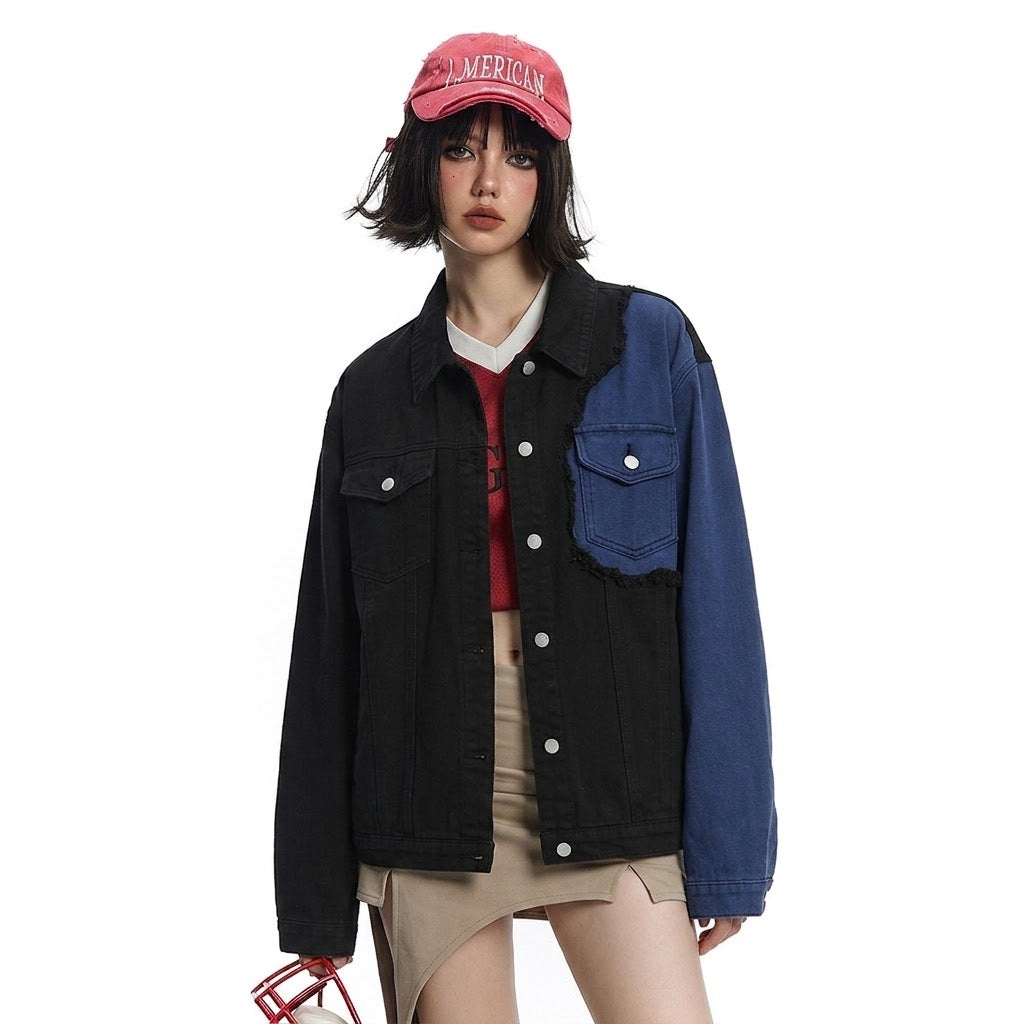 Punk Trendy Color Matching Irregular Jacket For Women MuddyStock null