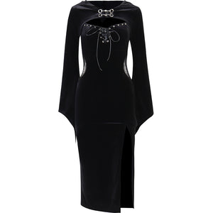 Halloween Women's Dress With Bell Sleeves Black