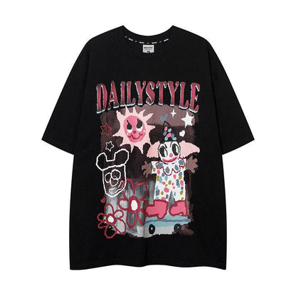 Letter printed loose fitting women's T-shirt | MuddyStock Originals Black MuddyStock