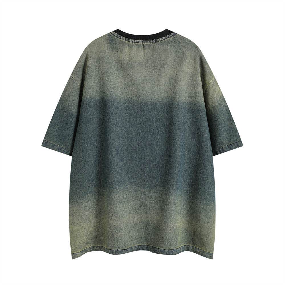 Fashion Tie-dye Gradient Denim T-shirt Men MuddyStock