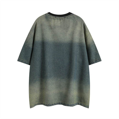 Fashion Tie-dye Gradient Denim T-shirt Men MuddyStock